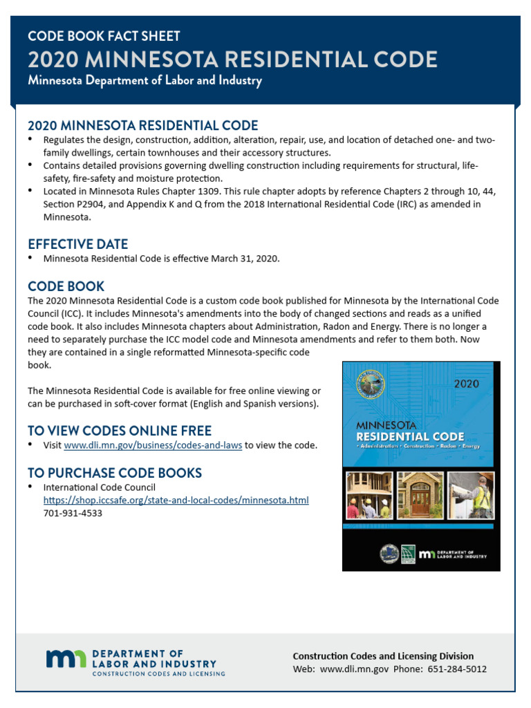2020 Minnesota Residential Code Overview | PDF
