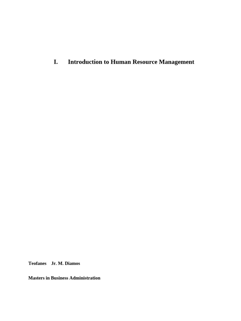 FINAL - Topic ! Introduction to HRM | PDF | Human Resource Management ...
