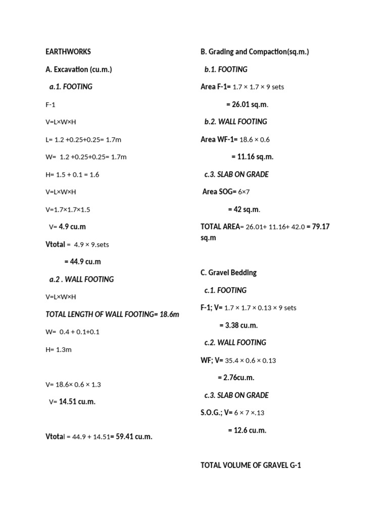 Earthworks Calculation for Excavation | PDF