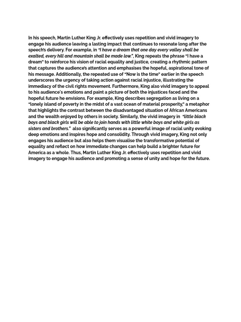 King's Use of Repetition and Imagery | PDF