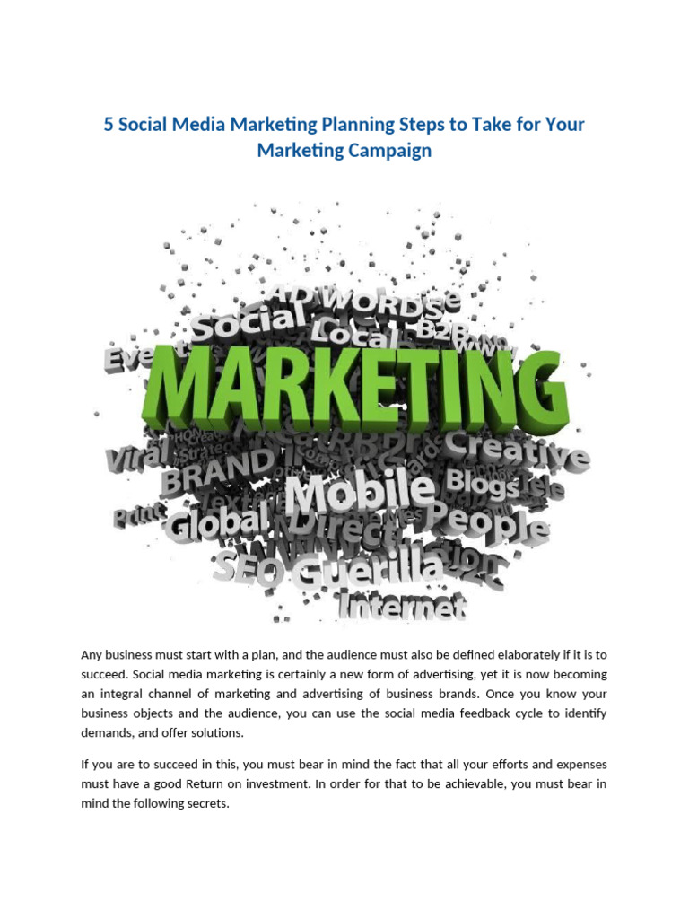 5 Social Media Marketing Planning Steps To Take For Your Marketing ...