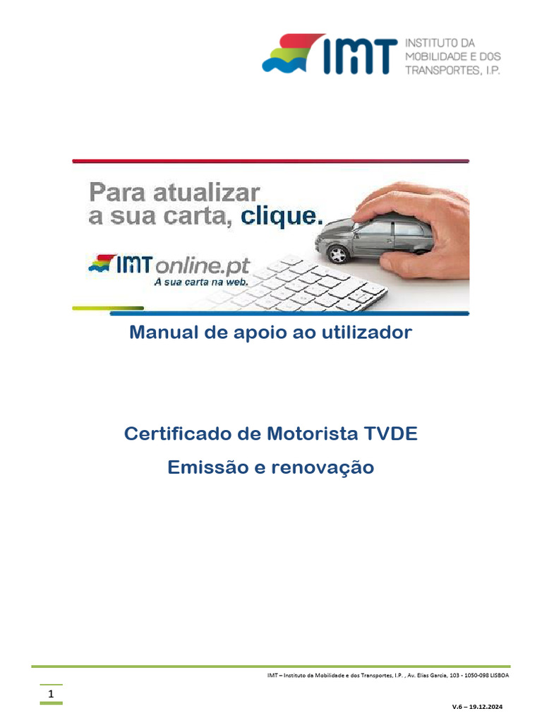 Emissão e Renovação do Certificado TVDE | PDF | Dirigir