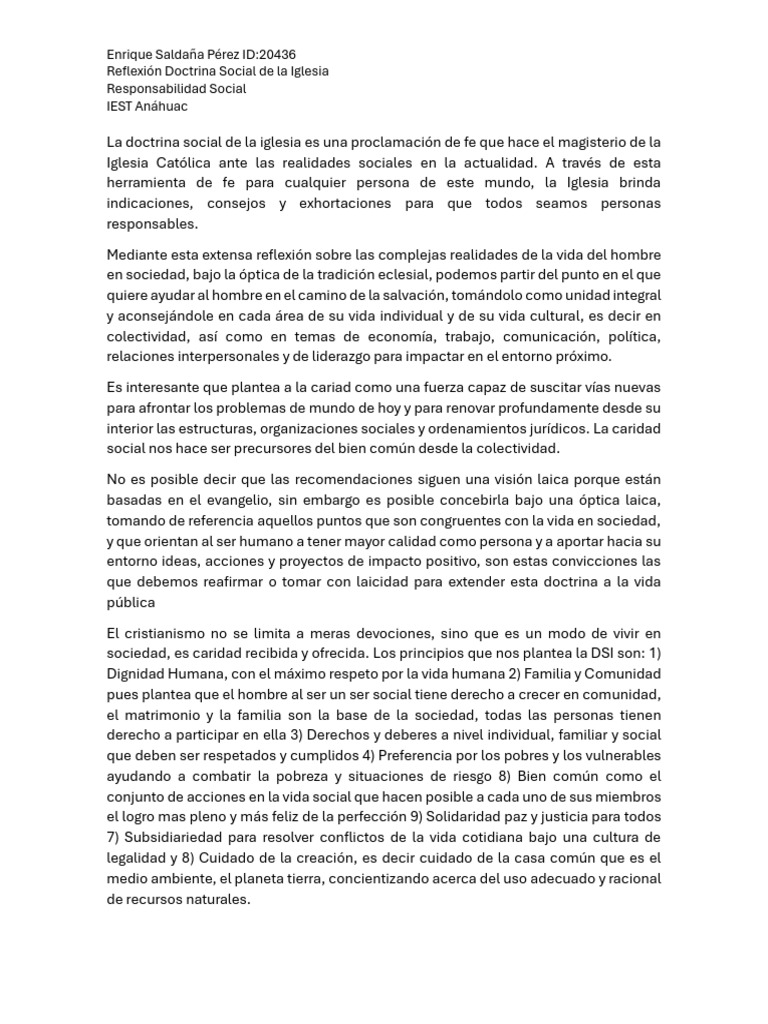 Doctrina Social de la Iglesia y Responsabilidad | PDF | Iglesia ...