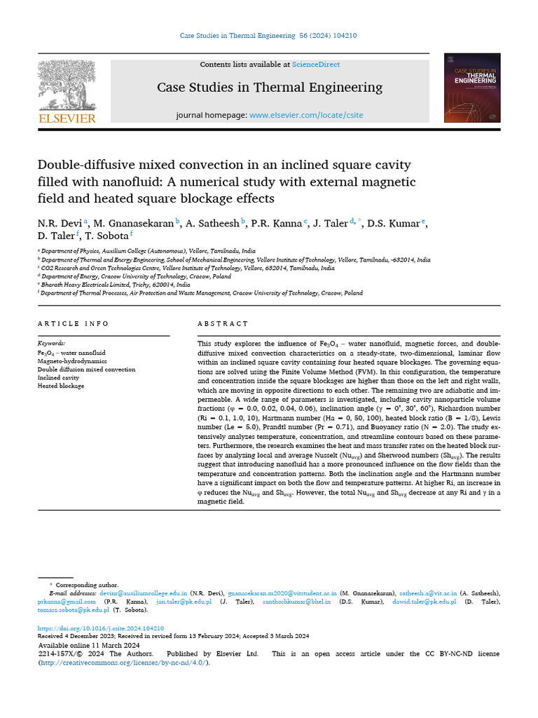 Double Diffusive Mixed Convection Inclined Cavity | PDF | Convection ...