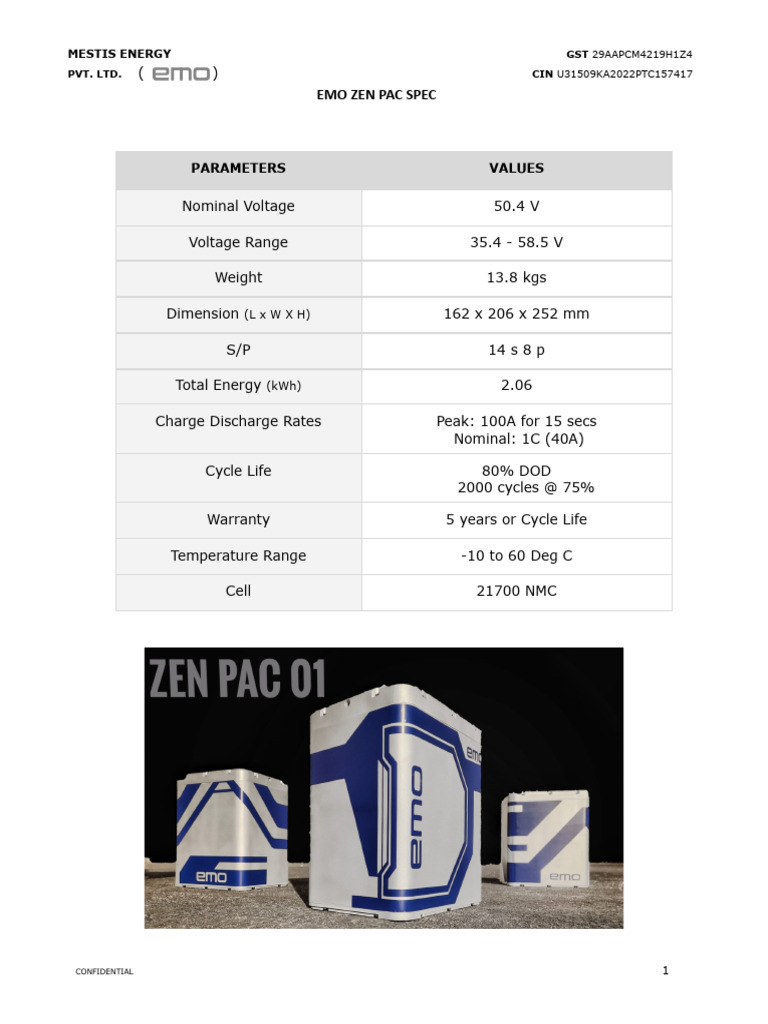 Zen Pac Specifications Overview | PDF | Electric Power | Electrical ...