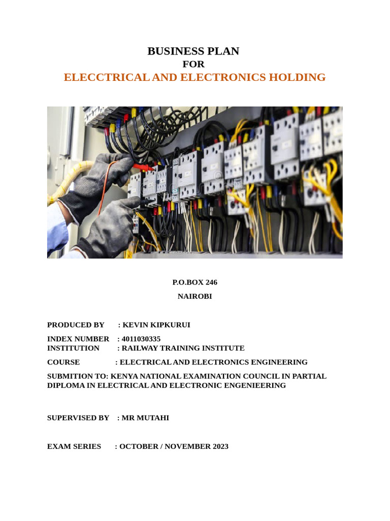 Electrical and Electronics Business Plan | PDF | Economies | Business