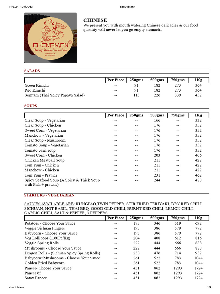 CHINESE Menu | PDF | Thai Cuisine | Curry