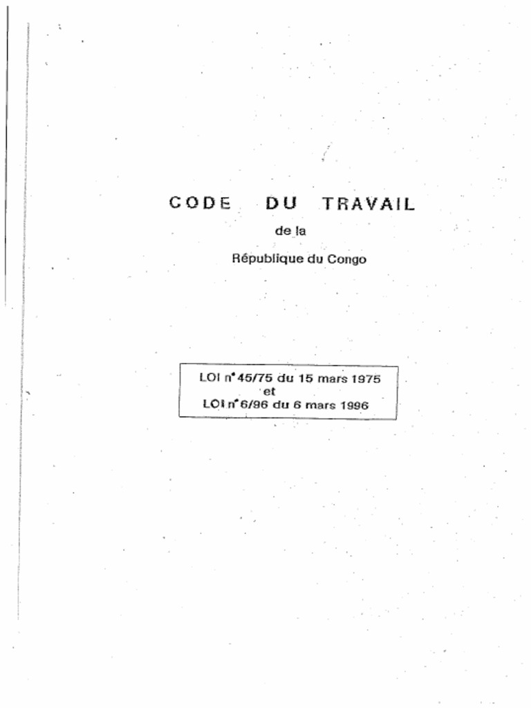 Code Du Travail de La Rc... | PDF
