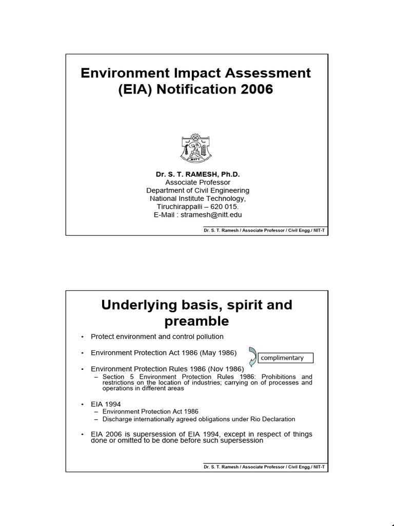 EIA Notification 2006 Overview | PDF | Environmental Impact Assessment ...