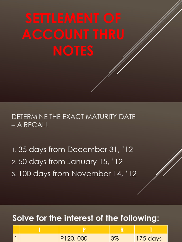 Settlement of Accounts via Notes | PDF