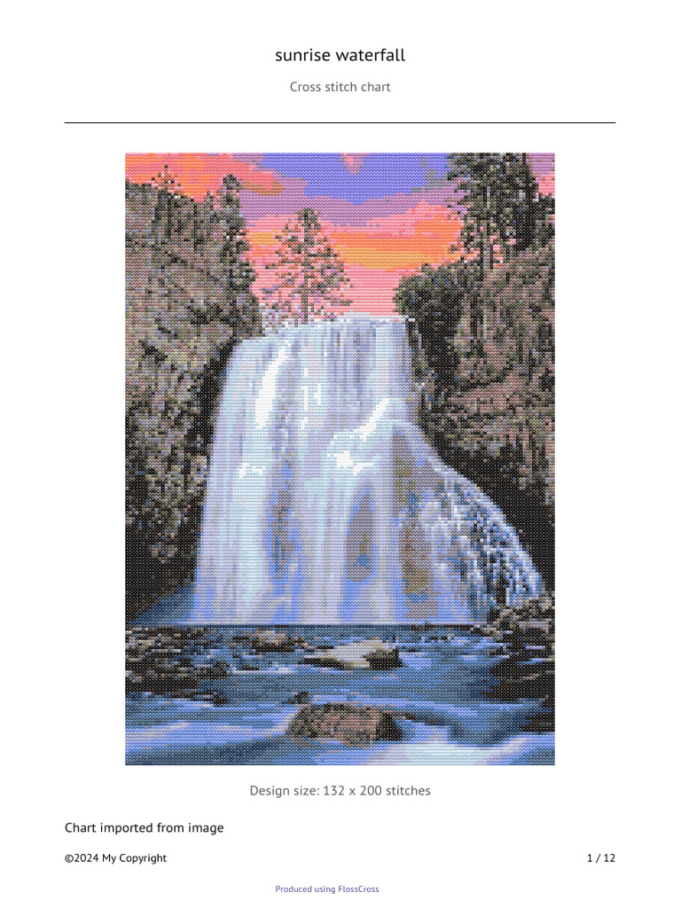 Sunrise Waterfall PDF | PDF | Embroidery | Needlework