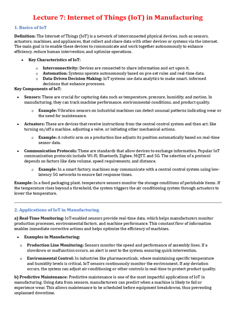 Lecture 7 Internet of Things (IoT) in Manufacturing.docx | PDF ...