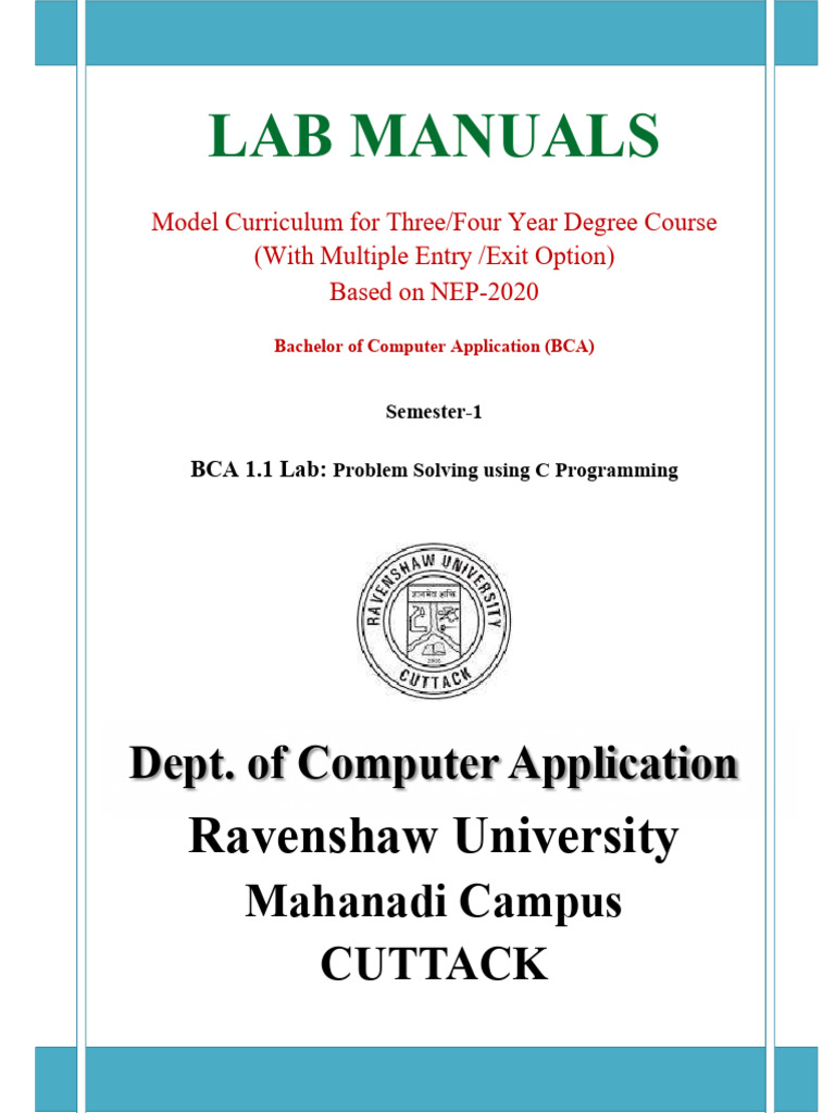 BCA Lab Manual: C Programming Basics | PDF | Computer Engineering ...
