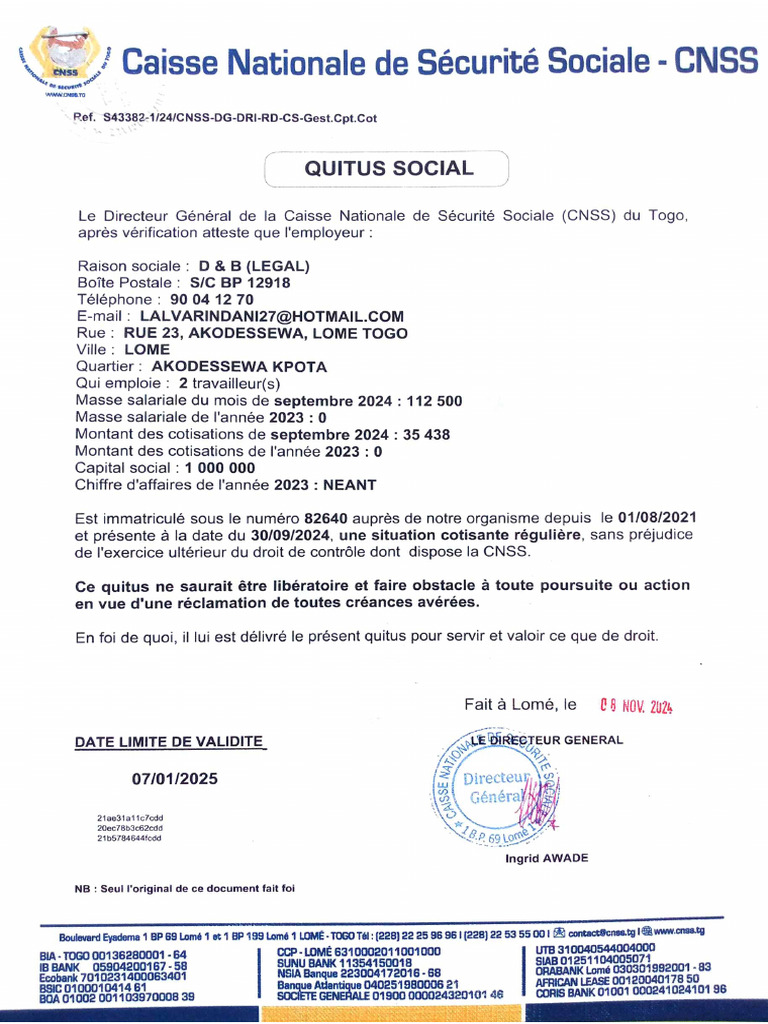 Quitus Social D&B Legal | PDF