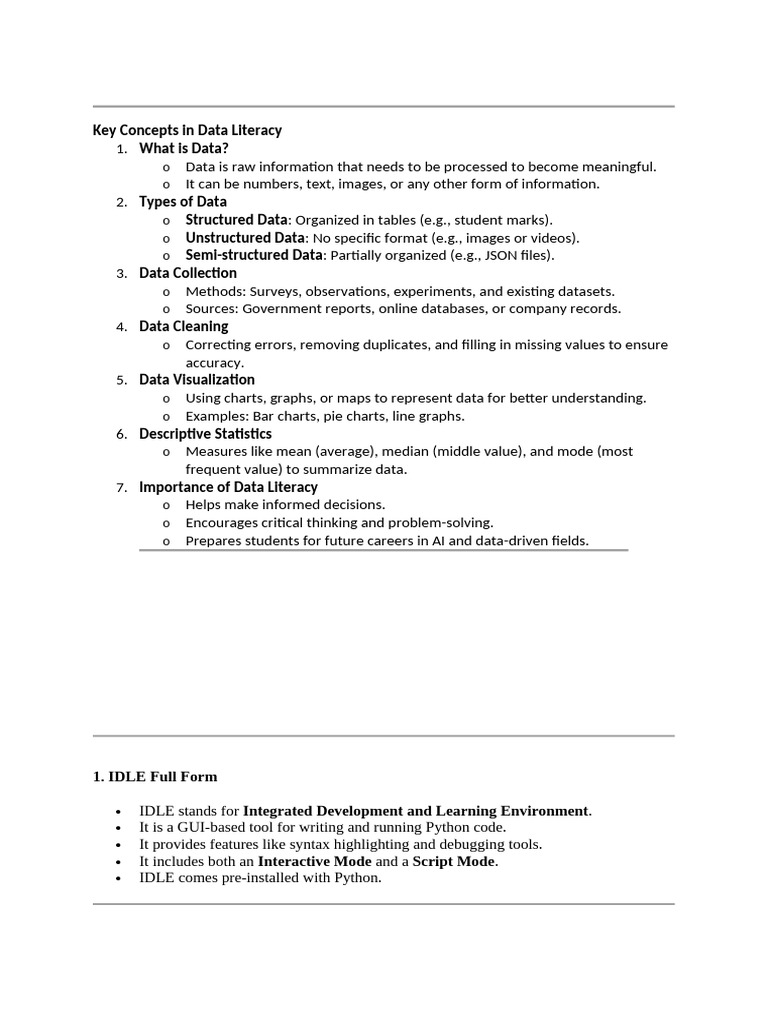 Key Concepts in Data Literacy | PDF | Python (Programming Language ...