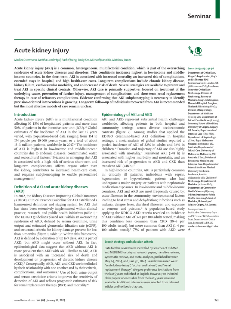 Acute Kidney Injury Guidelines 2025 | PDF | Chronic Kidney Disease ...