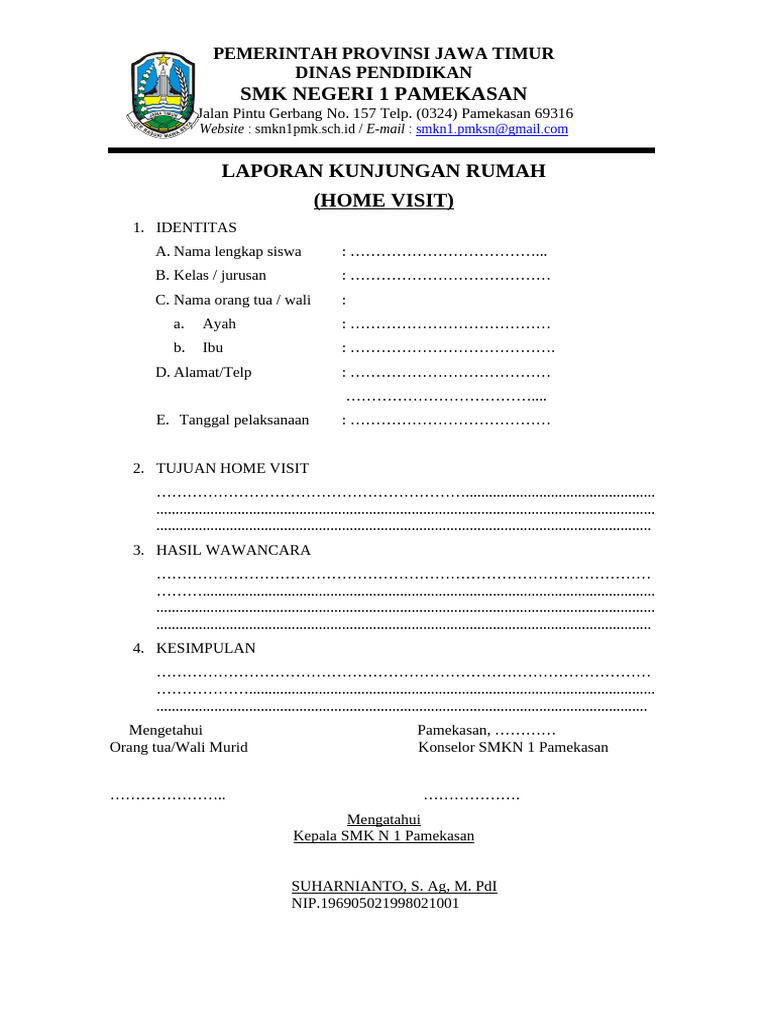 Laporan Home Visit SMK Negeri 1 Pamekasan | PDF