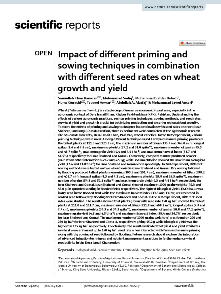 Impact of Different Priming and Sowing Techniques in 7jzgsng0mkkl | PDF ...