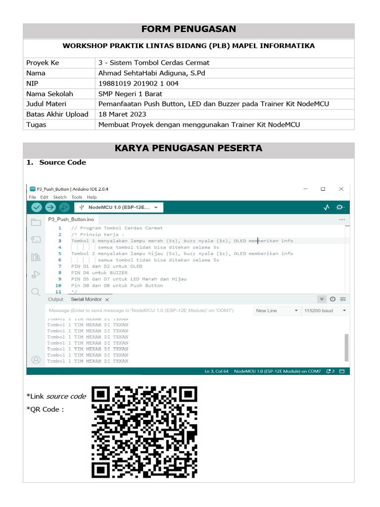 Proyek 3 - TOMBOL CERDAS CERMAT | PDF