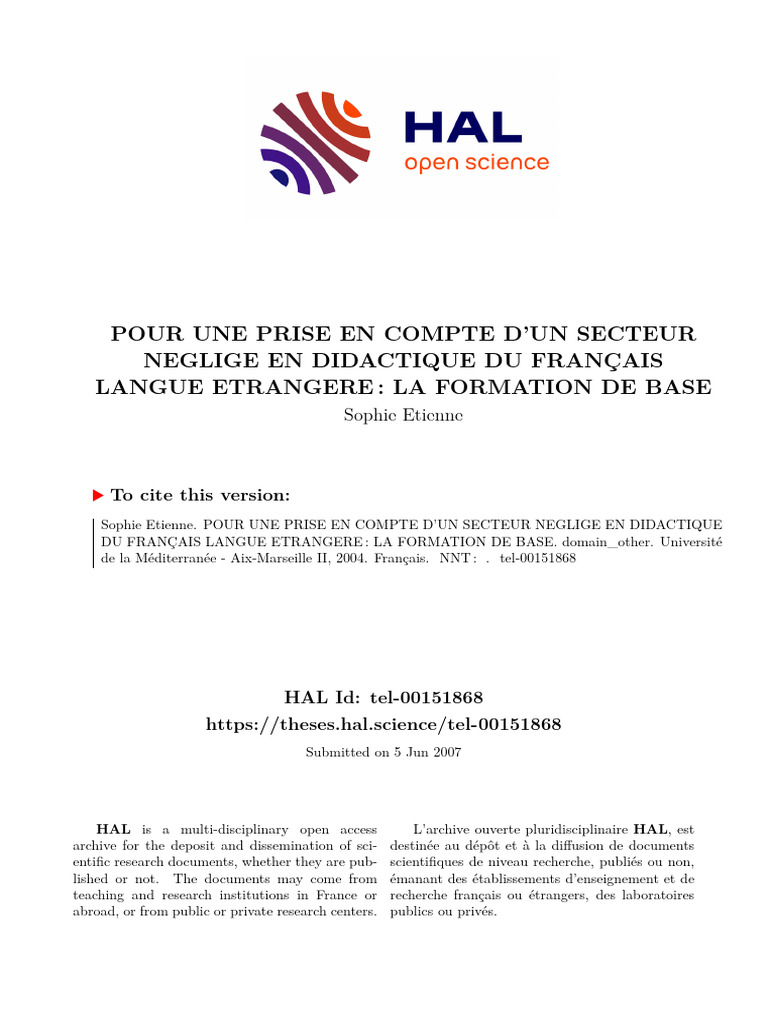 Formation de base en didactique FLE | PDF | Langue française ...
