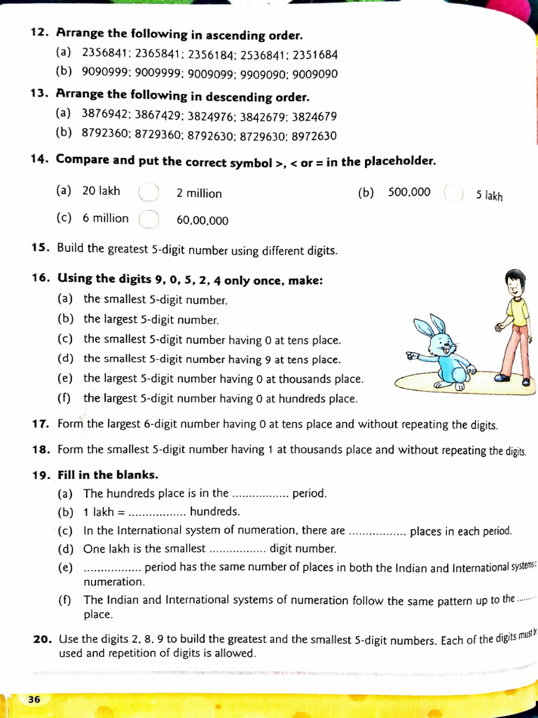 Number Arrangement and Comparison Exercises | PDF