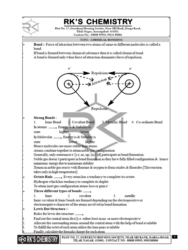 Understanding Chemical Bonding Concepts | PDF | Chemical Bond | Ionic ...