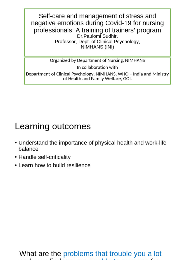 Stress Management for Nurses During COVID | PDF | Psychological ...