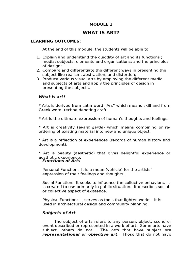 Module 1 Art App Explained | PDF | The Arts | Composition (Visual Arts)
