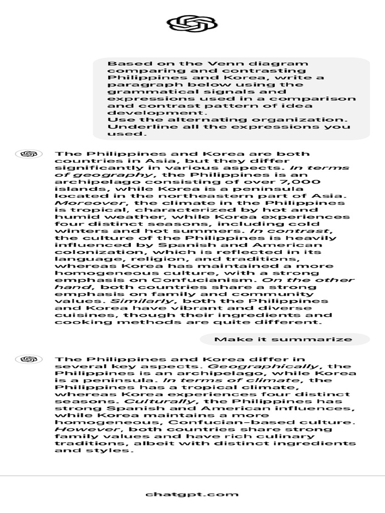 Philippines Vs Korea Comparison | PDF
