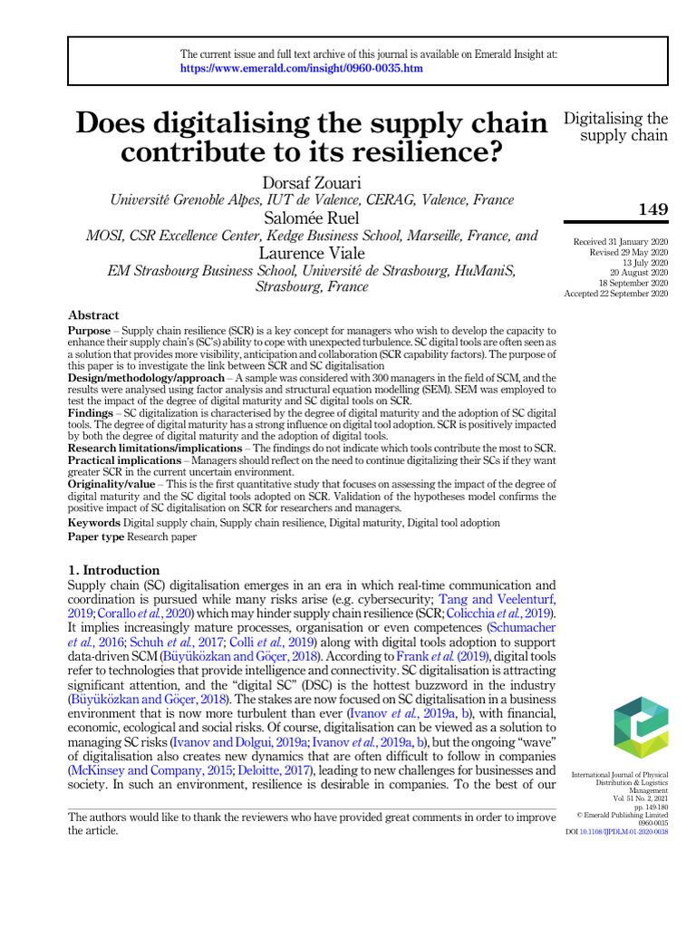 Digitalization's Impact on Supply Chain Resilience | PDF | Supply Chain ...