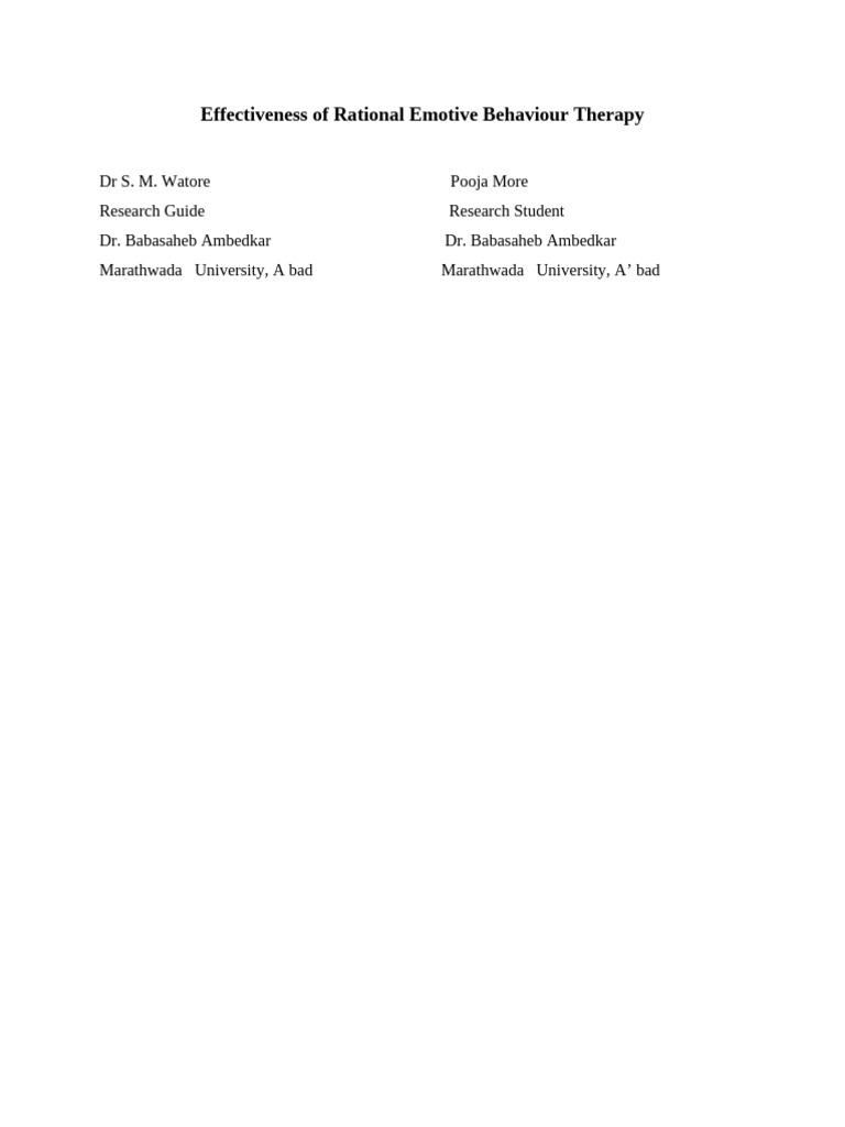REBT Paper | PDF | Rational Emotive Behavior Therapy | Psychotherapy