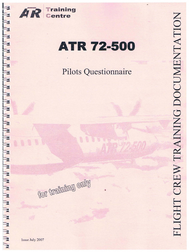 ATR 72-500 Pilots Questionnaire Guide | PDF | Valve | Mechanical ...