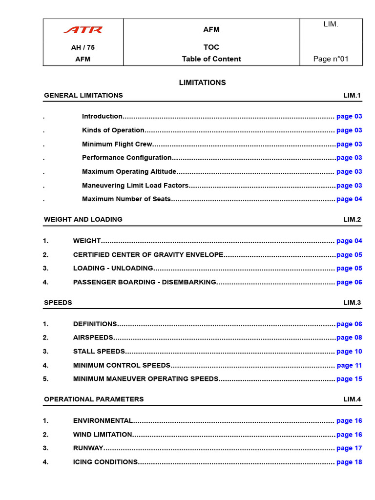 Aircraft Operational Limitations Guide | PDF | Runway | Takeoff