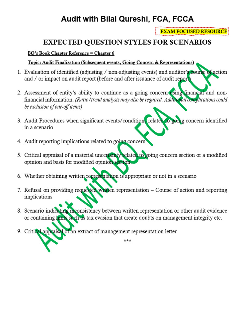 Day 1 - 6. Audit Finalisation - Question Styles | PDF