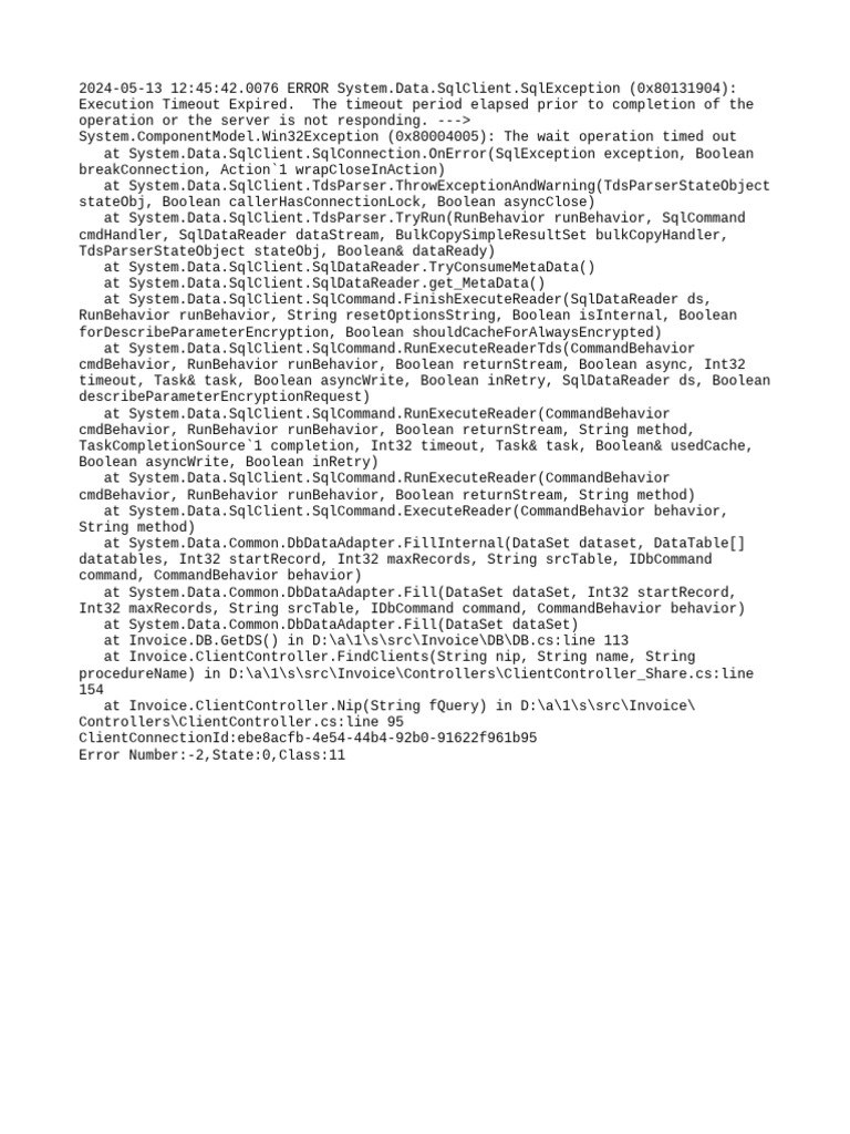 SQL Execution Timeout Error Details | PDF | Computer Programming ...