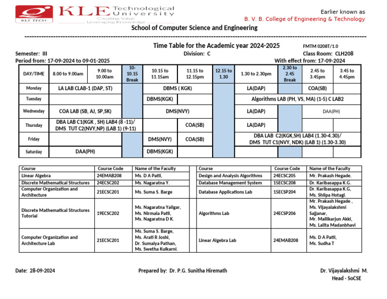 2024-2025 Computer Science Timetable | PDF | Mathematics | Computer Science