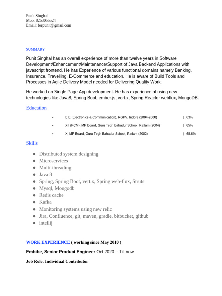 Java Backend Developer with 12+ Years Experience | PDF | Web Service ...