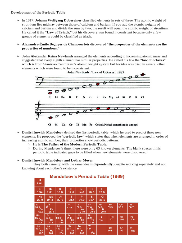 Development of The Periodic Table | PDF | Chemical Elements | Metals