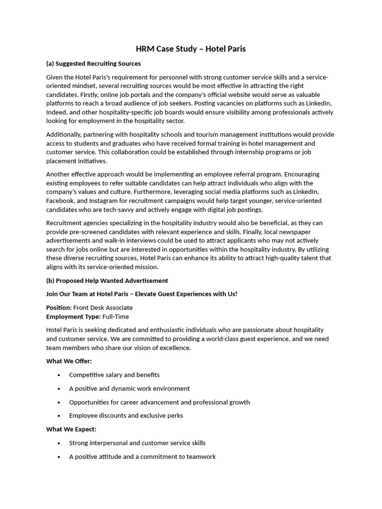 HRM Case Study | PDF | Recruitment | Labor