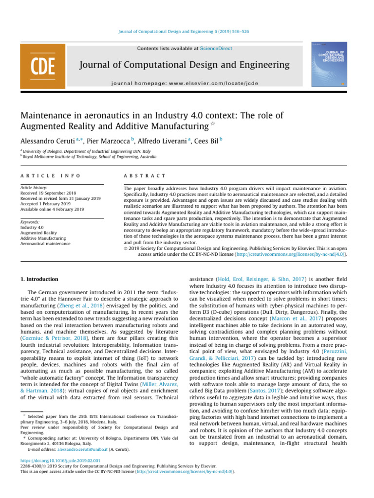 Maintenance in Aeronautics in An Industry 40 Conte | PDF | 3 D Printing