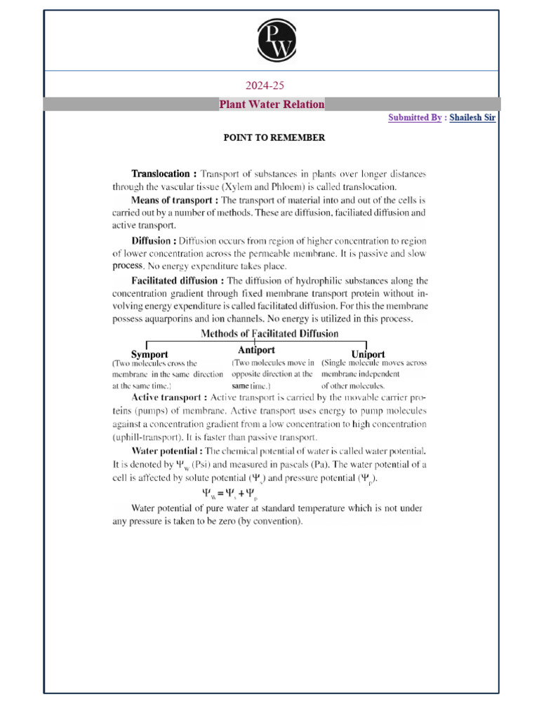 Understanding Plant Water Relations | PDF