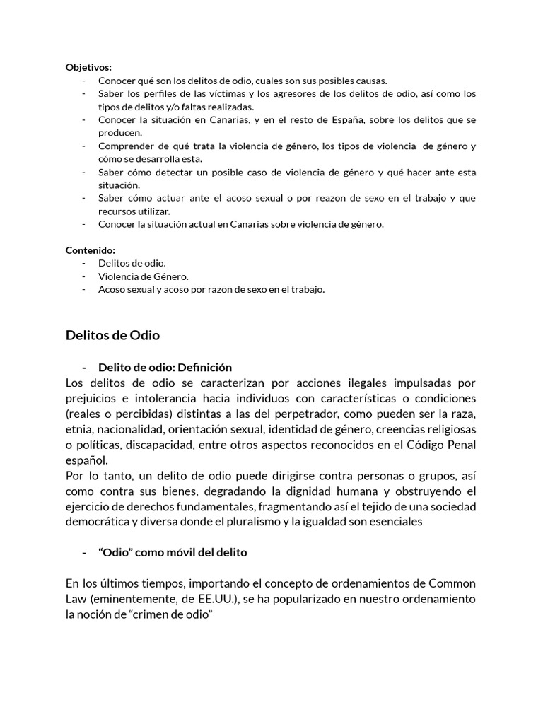 Delitos de Odio y Violencia de Género | PDF | La violencia contra las ...