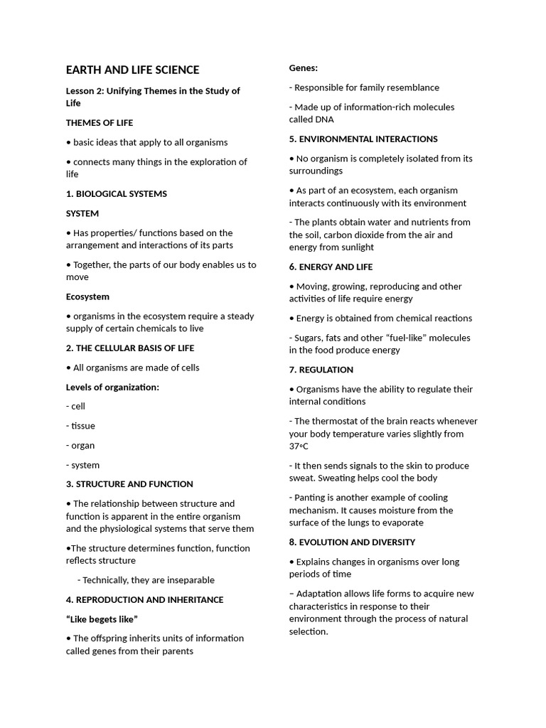 Unifying Themes in Life Science | PDF | Life | Ecosystem