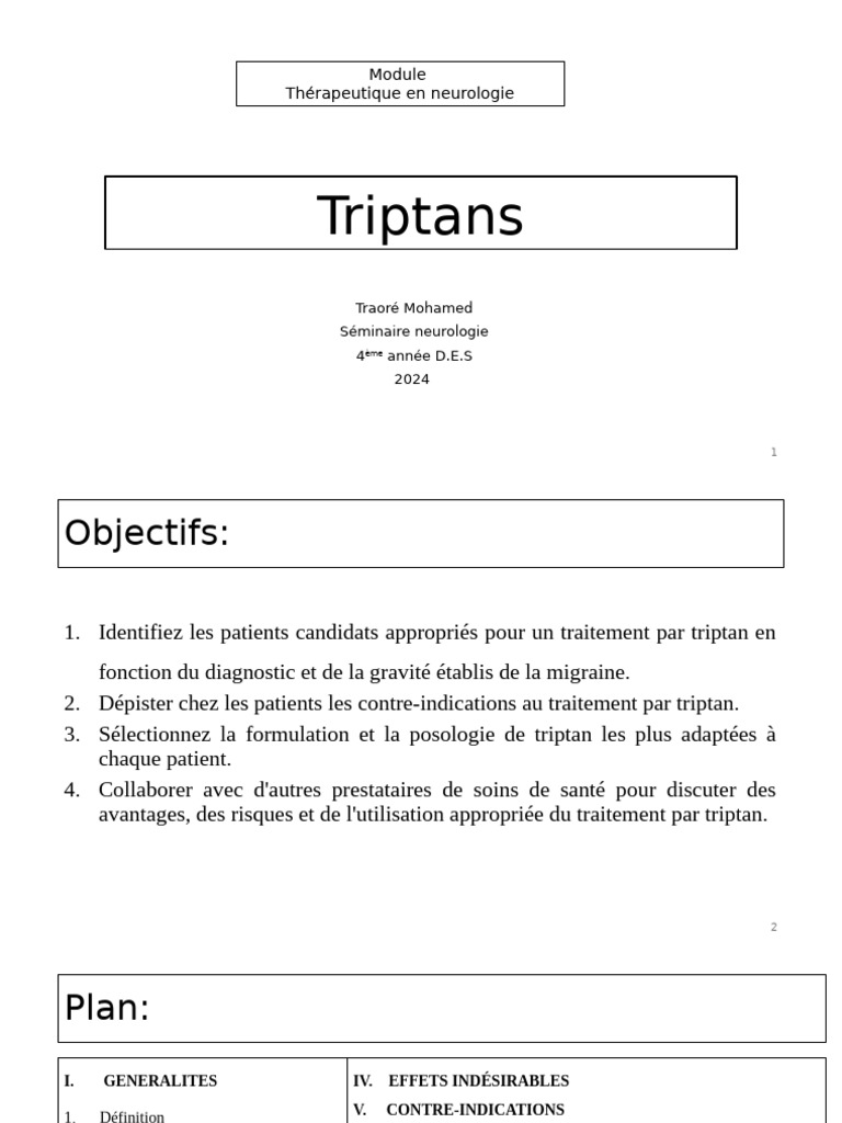 Triptans : Utilisation et Mécanismes | PDF | Migraine