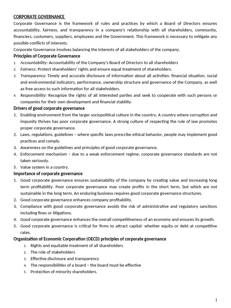 CORPORATE GOVERNANCE | PDF | Corporate Governance | Governance