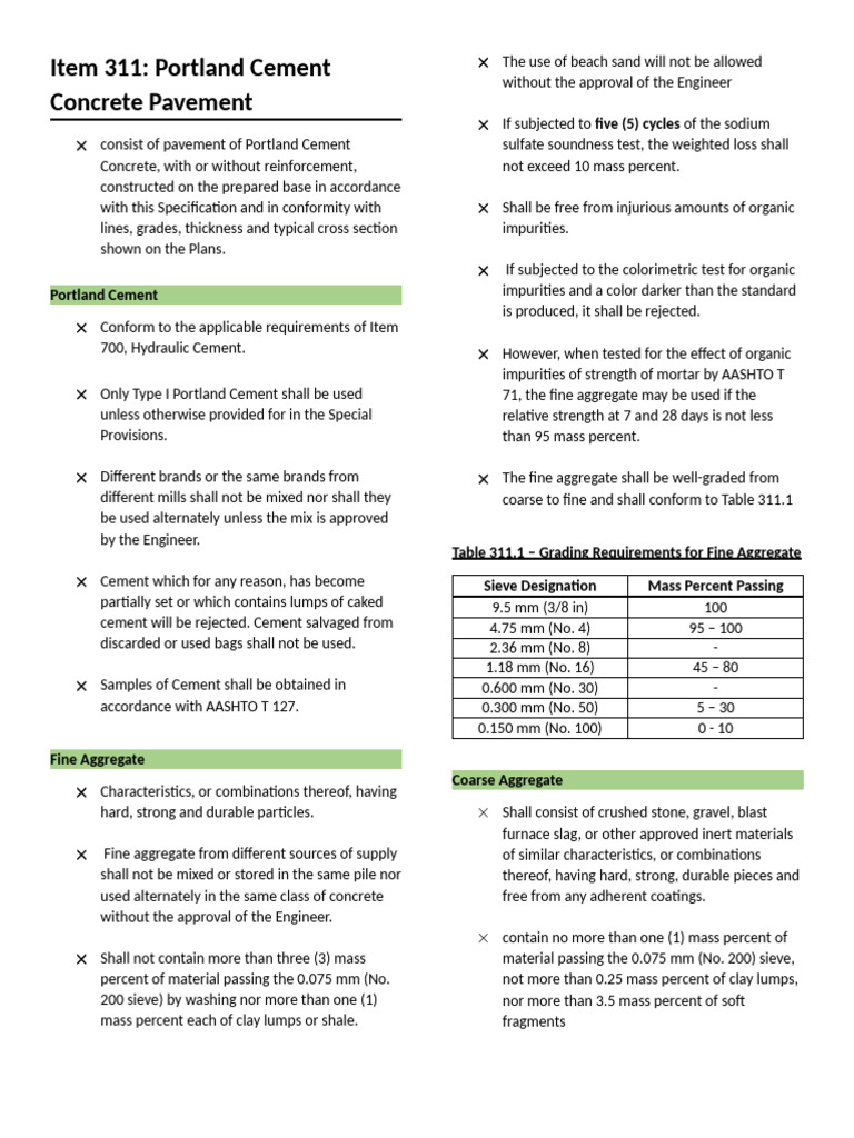 Portland Cement Concrete Pavement Standards | PDF | Concrete | Building ...