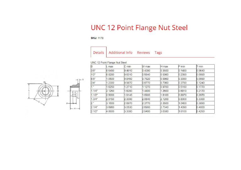 12 Point Flange Nut imperial | PDF