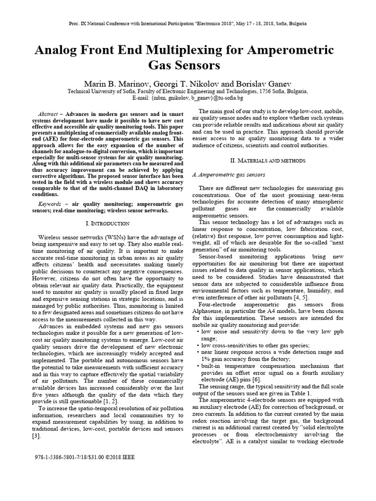 Analog Front End Multiplexing For Amperometric Gas Sensors | PDF ...