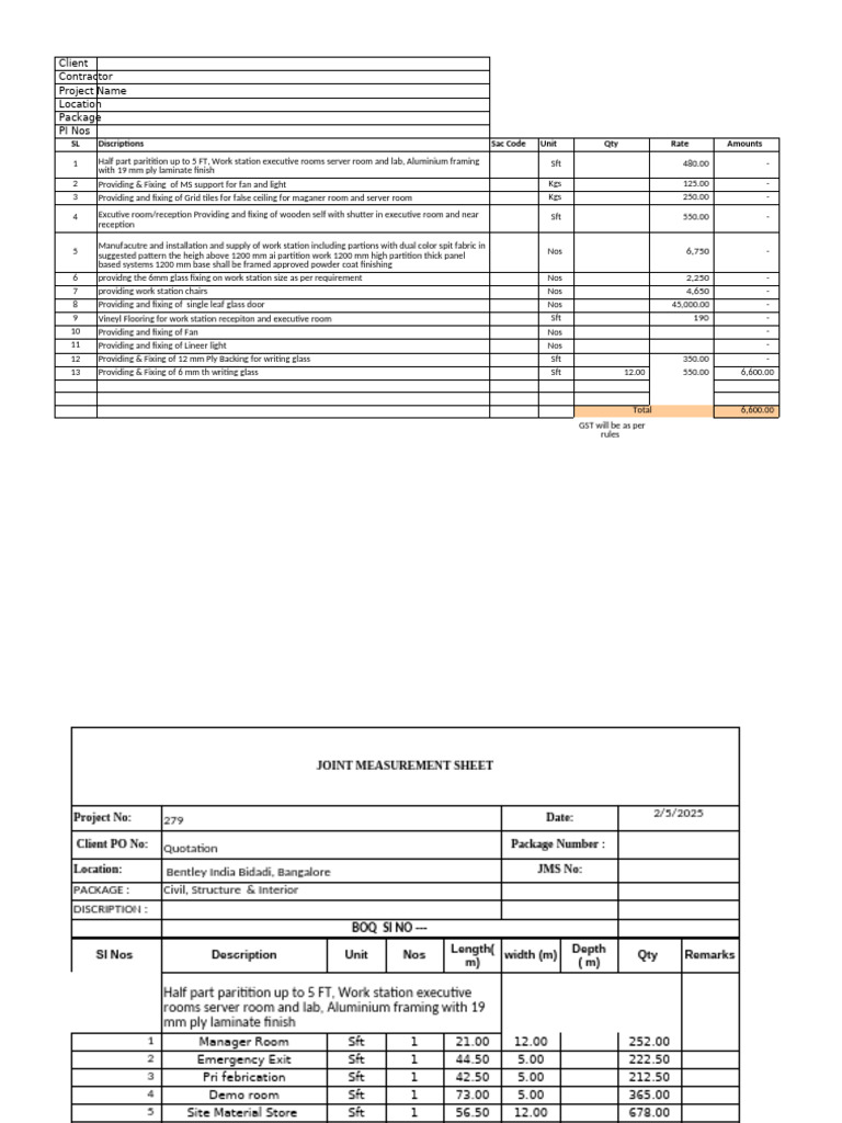 Interior and Civil Work Quotation | PDF | Architectural Elements ...
