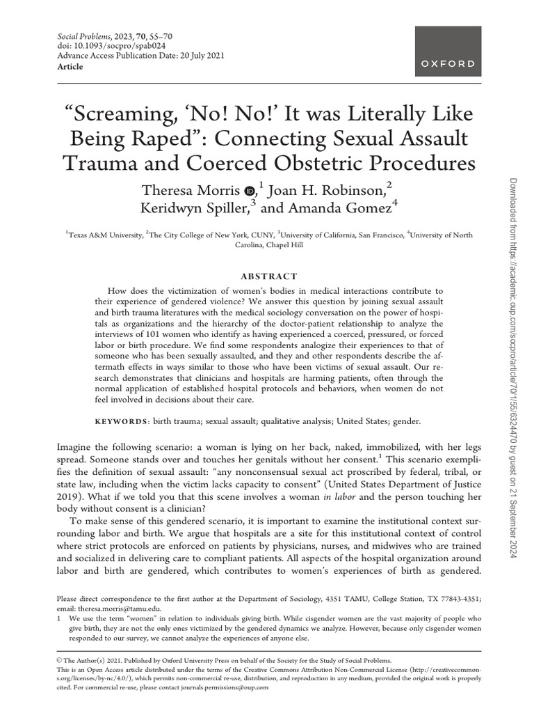 Connecting SA Trauma and Coerced Obstetric Procedures | PDF ...